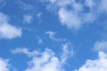 Bright spring blue sky with white  clouds in sun light