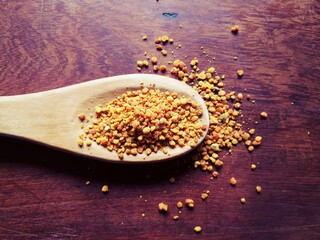 Bee pollen in a spoon