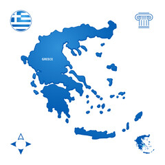 simple outline map of Greece