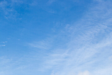 Clear blue color sky with white cloud background