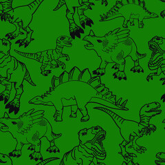 Seamless  silhouette  Dino pattern, print for T-shirts, textiles, wrapping paper, web. Original design with t-rex, dinosaur.  grunge design for boys and girls