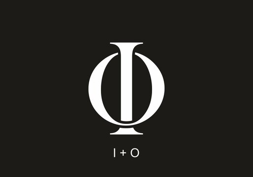 Black and white monogram IO or OI initial letter text