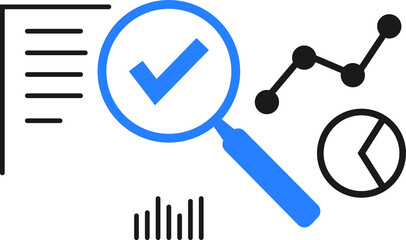 legal compliance or audit assess icon. flat thin stroke trend analitics or assesment logotype graphic design isolated on white. concept of search focus in statement and examine or performance success