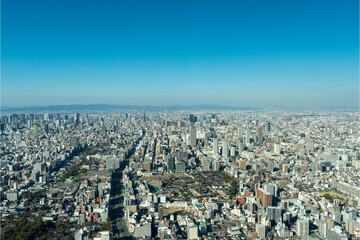 Obraz na płótnie Canvas Bird's-eye view of Osaka city in Japan