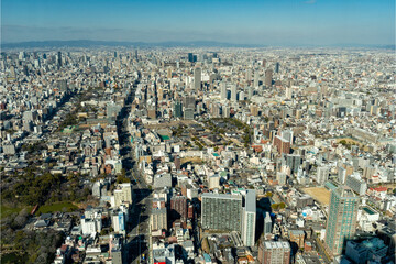 Bird's-eye view of Osaka city in Japan