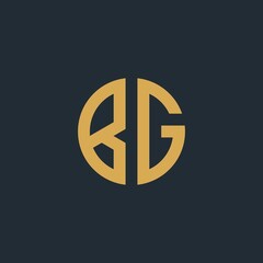Elegant curve line vector logotype. BG letter logo design. Linear creative fancy monogram