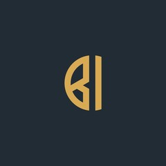 Elegant curve line vector logotype. BI letter logo design. Linear creative fancy monogram