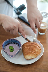 Fresh croissant breakfast.