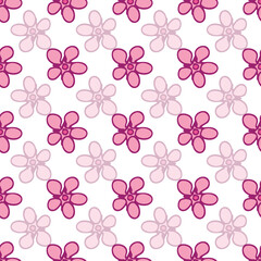 Vector white background magnolia various spring flowers, seamless pattern background