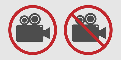 Do not use camera prohibition. Vector signs illustration on a light grey background.