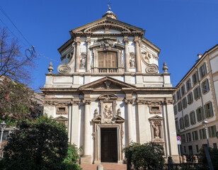 Fototapeta premium Basilica San Giuseppe, an evocative Baroque building in the Brera district, Milan, Lombardy, Italy.