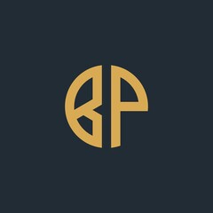 Elegant curve line vector logotype. BP letter logo design. Linear creative fancy monogram