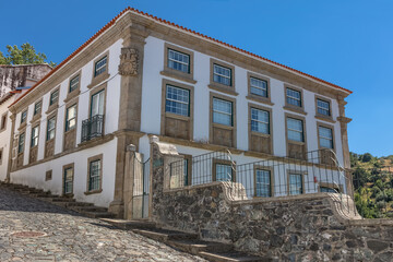 Exterior view of a building on Braganca city downtown, portuguese vernacular architecture