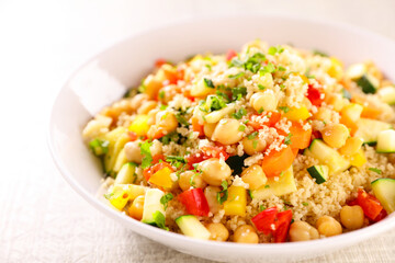 bowl of vegetarian couscous and herbs