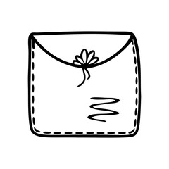 Hand drawn paper envelope for letters isolated on a white background. Doodle, simple outline illustration. It can be used for decoration of textile, paper.