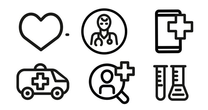 Healthcare icon set in outline design