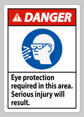 Danger Sign Eye Protection Required In This Area, Serious Injury Will Result