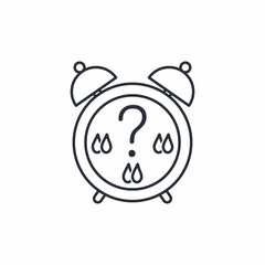 Clock, drop. Monthly cycle failure concept. vector icon isolated on white background. 