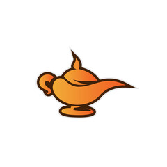 genie lamp design logo concept. lantern lamp logo template. genie aladdin.