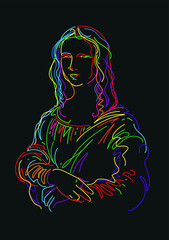 Mona Lisa neon sign vector illustration