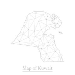 Vector map of Kuwait with trendy triangles design polygonal abstract. Vector illustration eps 10.