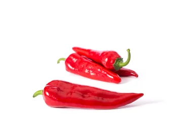 Fotobehang Red bell pepper isolated. Sweet pepper close up. Delicious bell pepper. © Serjik Ahkhundov