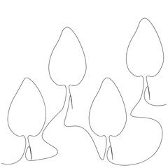 Trees line drawing, vector illustration