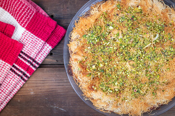 Kanafe arabic cheese dessert closeup