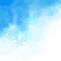 Abstract blue background with watercolor shapes. Grunge texture with splashes and a gradient on a white background for a banner.