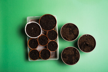 Top view photo of empty  flower vase with ground