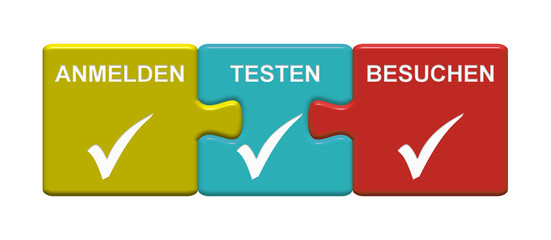 3 Puzzle Buttons zeigen Anmelden Testen Besuchen