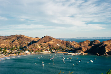 Colorfull panoramic view of bay san juan del sur, nicaragua