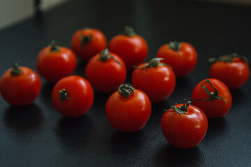 tomato on a black background vegetable pattern