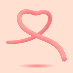 pink ribbon with heart on white