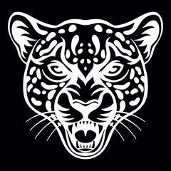 Vector head of mascot leopard isolated on black