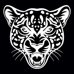 Vector head of mascot leopard isolated on black