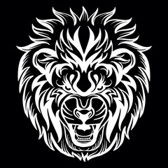Fototapeta premium Vector head of mascot lion isolated on black