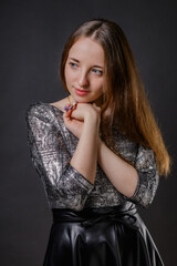 Fototapeta premium Portrait of a pensive dreamy girl