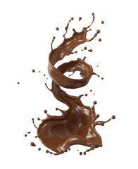 chocolate splash in shape of spiral and twist