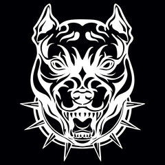 Fototapeta premium Vector head of mascot pitbull isolated on black