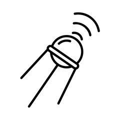 Space satellite flat icon. Pictogram for web. Line stroke. Isolated on white background. Vector eps10