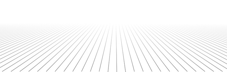 Vector perspective mesh. Detailed grid lines on white background. - obrazy, fototapety, plakaty