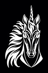 Fototapeta premium Vector head of mascot unicorn isolated on black