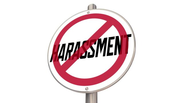 No Harassment Area Zone Sign Stop Sexual Crime Abuse 3d Animation