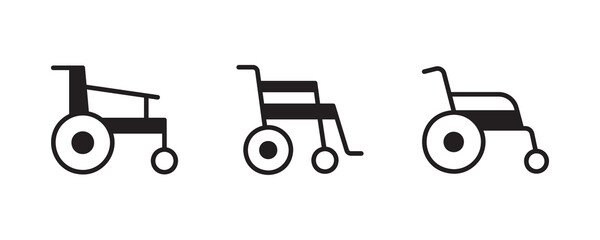 Wheelchair icon set. Vector graphic illustration. Suitable for website design, logo, app, template, and ui. 