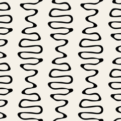 Vector seamless pattern. Modern stylish texture with smooth natural grid. Repeating abstract tileable background. Zigzag from organic shapes. Trendy surface design.
