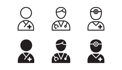 Doctor icon set. Vector graphic illustration. Suitable for website design, logo, app, template, and ui. 