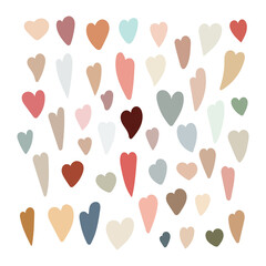 Fototapeta na wymiar Boho style hearts simple vector illustration in trendy pastel colors, symbol of love, St Valentine day collection for making cards, banners, modern posters