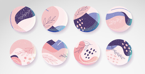 Vector earth tone abstract doodle icon for social networks highlighted stories minimalistic boho foliage line art abstract backgrounds floral in eco style good to use for banner ads