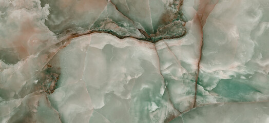 Onyx green marble background with brown and pink curly veins, polished quartz stone background, Crystal green marble glitter smooth surface, natural breccia stone agate surface.